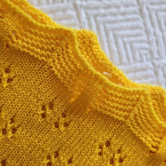 Akao yellow knit cotton blend sweater long sleeved MADE IN FRANCE - Picture 9 of 10